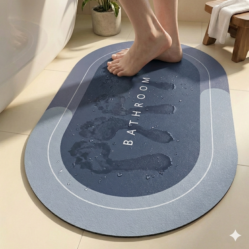 RitiHome Ultra-Slim Quick-Dry Bath Mat (Set of 2) – 3.5mm Anti-Skid Rubber